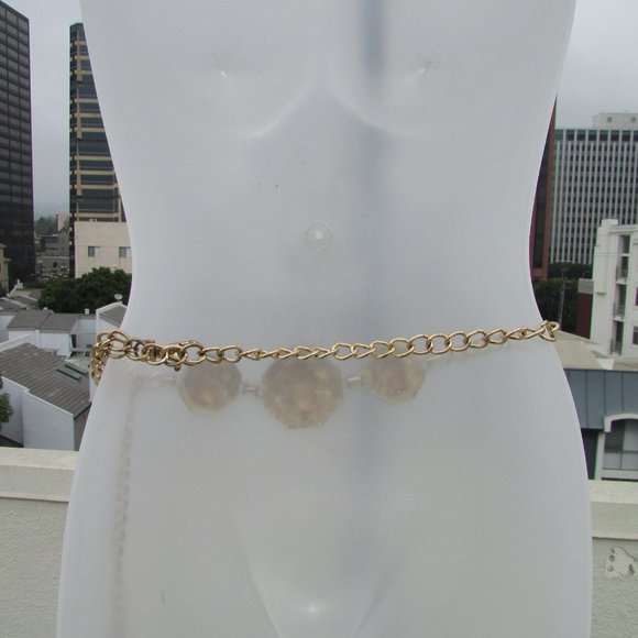 Gold tone metal chain belt O/S